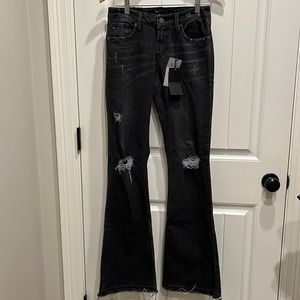 Dark wash distressed jeans